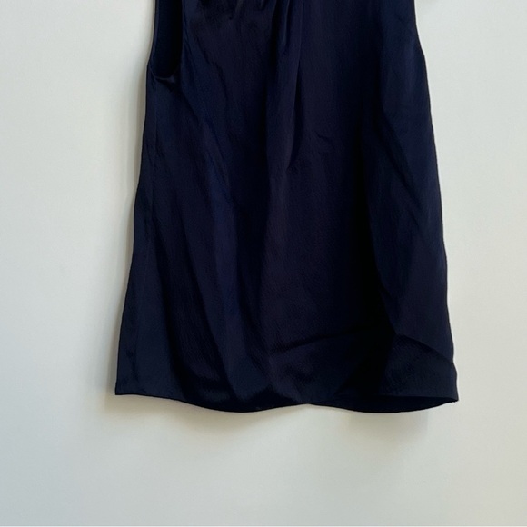 JASON WU  Sleeveless Mock Neck 100% Silk Top Navy Blue Sleeveless Gold Bar 4 - Picture 6 of 15